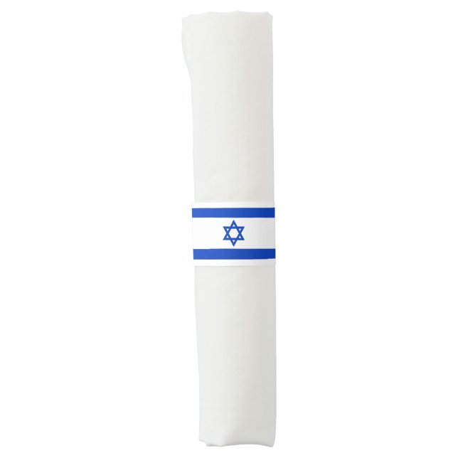 Israel flag blue and white modern patriotic  napkin bands (Front)