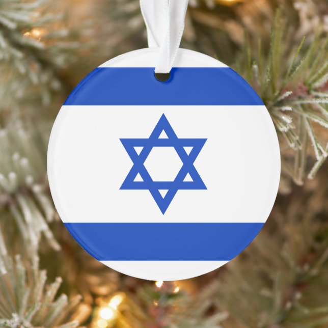 Israel flag blue and white modern patriotic ornament (Tree)