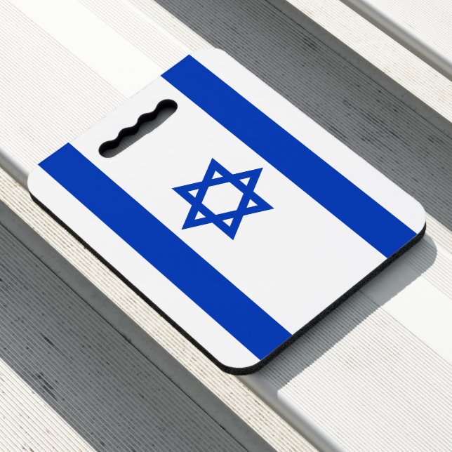 Israel flag blue and white modern patriotic seat cushion (In Situ)