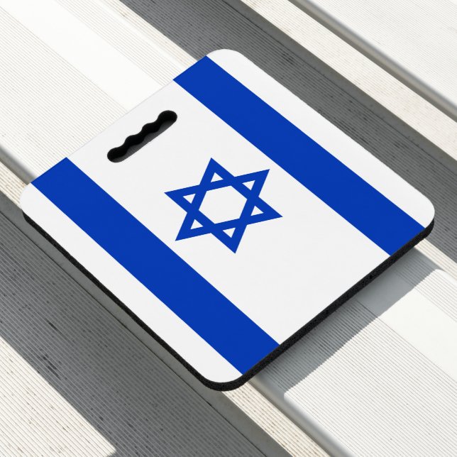 Israel flag blue and white modern patriotic seat cushion (In Situ)