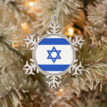 Israel flag blue and white modern patriotic snowflake pewter christmas ornament<br><div class="desc">Israel flag blue and white modern patriotic Ornament. Available in many shapes.
Israeli Flag.</div>