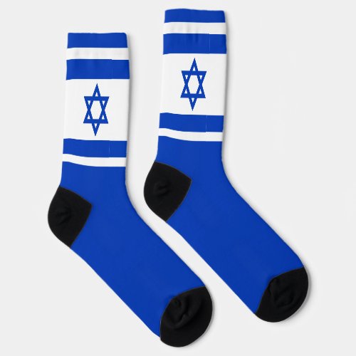 Israel flag blue and white modern patriotic socks