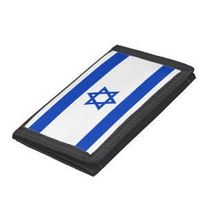Israel flag blue and white modern patriotic tri-fold wallet