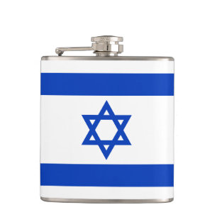 Israel flag blue and white patriotic modern flask