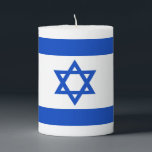 Israel flag blue Star of David Pillar Candle<br><div class="desc">Israel Israeli blue Star of David flag The blue stripes are intended to symbolize the stripes on a tallit, the traditional Jewish prayer shawl. The portrayal of a Star of David on the flag of the State of Israel is a widely acknowledged symbol of the Jewish people and of Judaism....</div>