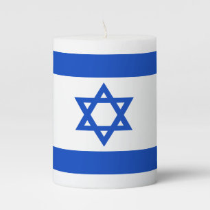 Israel flag blue Star of David Pillar Candle