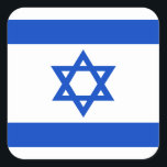 Israel flag blue Star of David Square Sticker<br><div class="desc">Israel Israeli flag The blue stripes are intended to symbolize the stripes on a tallit, the traditional Jewish prayer shawl. The portrayal of a Star of David on the flag of the State of Israel is a widely acknowledged symbol of the Jewish people and of Judaism. #israel #bluestar #starofdavid #judaism...</div>