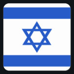 Israel flag blue Star of David Square Sticker<br><div class="desc">Israel Israeli flag The blue stripes are intended to symbolize the stripes on a tallit, the traditional Jewish prayer shawl. The portrayal of a Star of David on the flag of the State of Israel is a widely acknowledged symbol of the Jewish people and of Judaism. #israel #bluestar #starofdavid #judaism...</div>