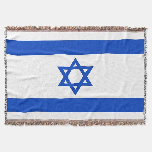 Israel flag blue Star of David Throw Blanket (Front)