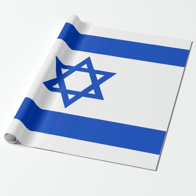 Israel flag blue Star of David Wrapping Paper (Unrolled)