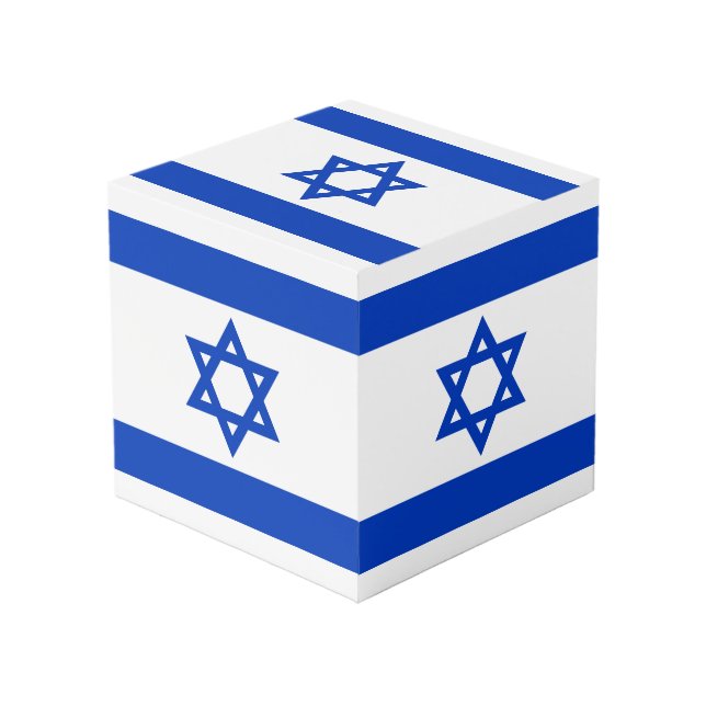 Israel flag blue white modern cube (Front Angled)