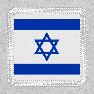 Israel flag blue white modern patriotic square patch