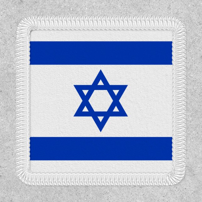 Israel flag blue white modern patriotic square patch (Front)