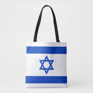 Israel flag blue white modern patriotic tote bag