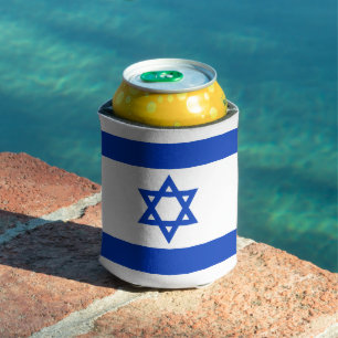 Israel flag blue white modern pattern patriotic can cooler