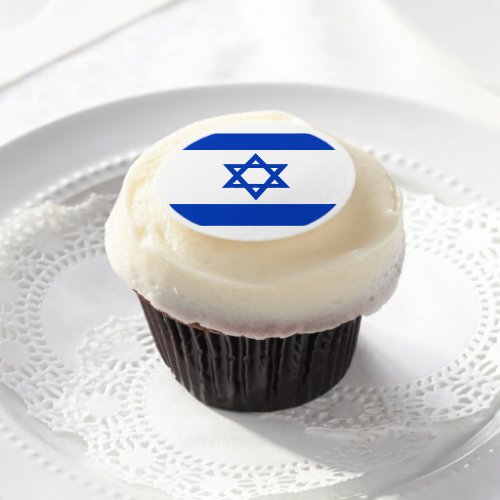 Israel flag blue white modern pattern patriotic edible frosting rounds