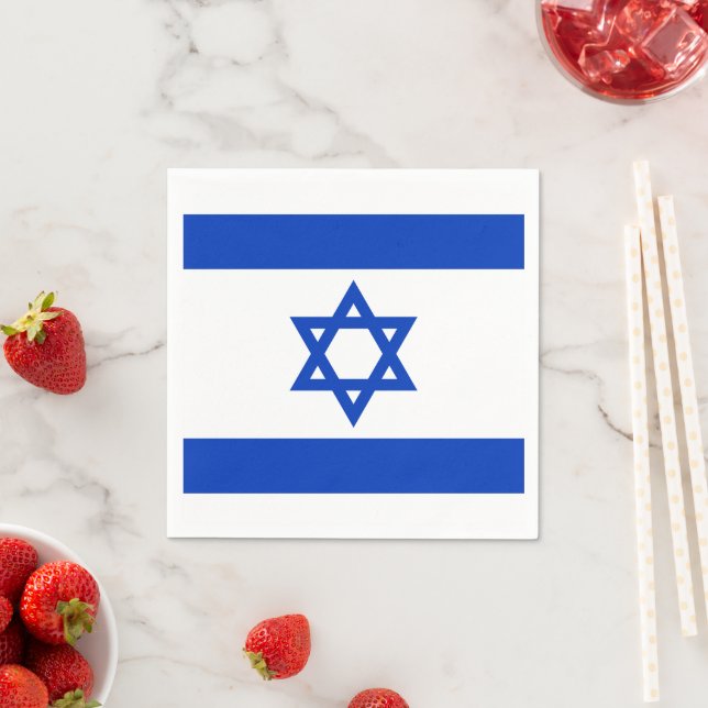 Israel flag blue white modern pattern patriotic napkins (Insitu)
