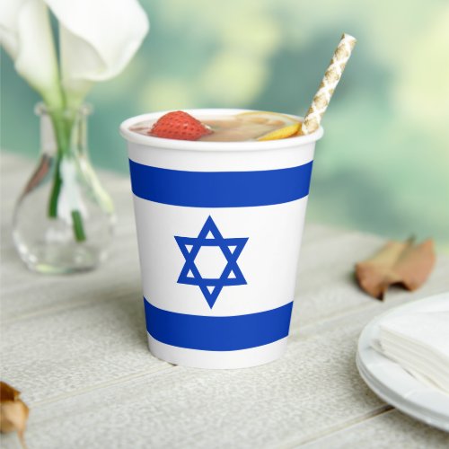 Israel flag blue white modern pattern patriotic paper cups