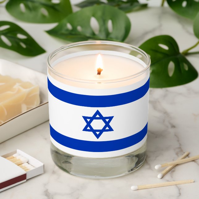 Israel flag blue white patriotic modern scented candle (Lit)