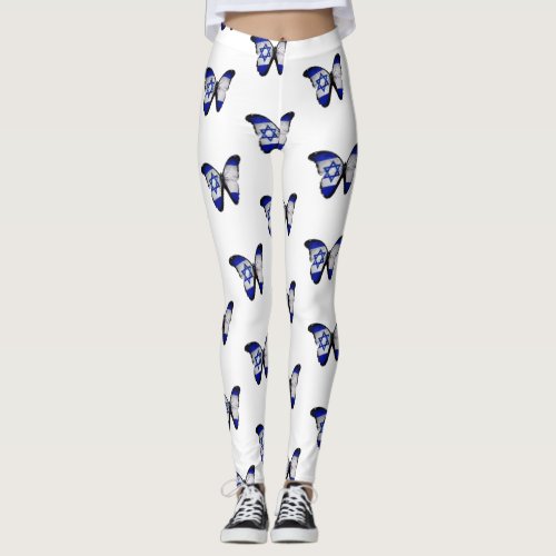 Israel Flag Butterfly Leggings