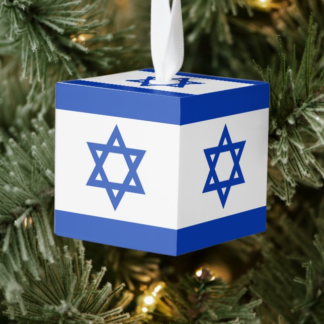Israel flag cube ornament (Tree)
