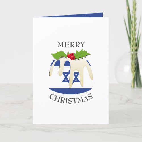 ISRAEL FLAG  Festive Pudding  Christmas Holiday Card