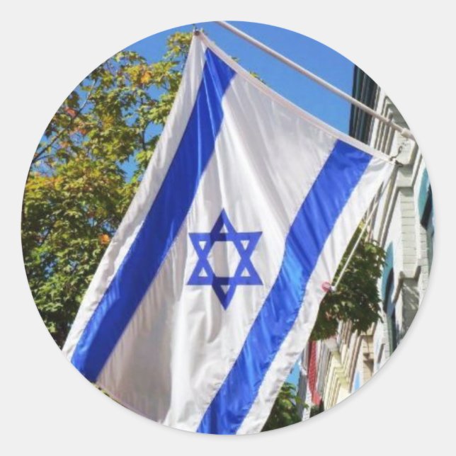 Israel Flag Flying Classic Round Sticker (Front)