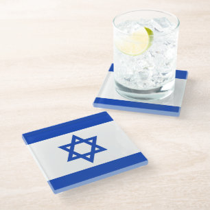 Israel flag glass coaster