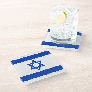 Israel flag glass coaster