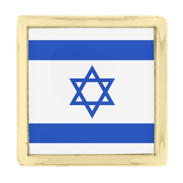Israel Flag Gold Finish Lapel Pin (Front)