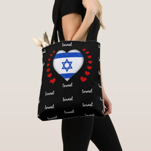 Israel Flag & Heart, Israel Flag fashion /sport Tote Bag