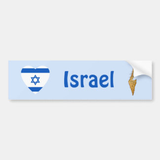 Israel Flag Heart + Map Bumper Sticker