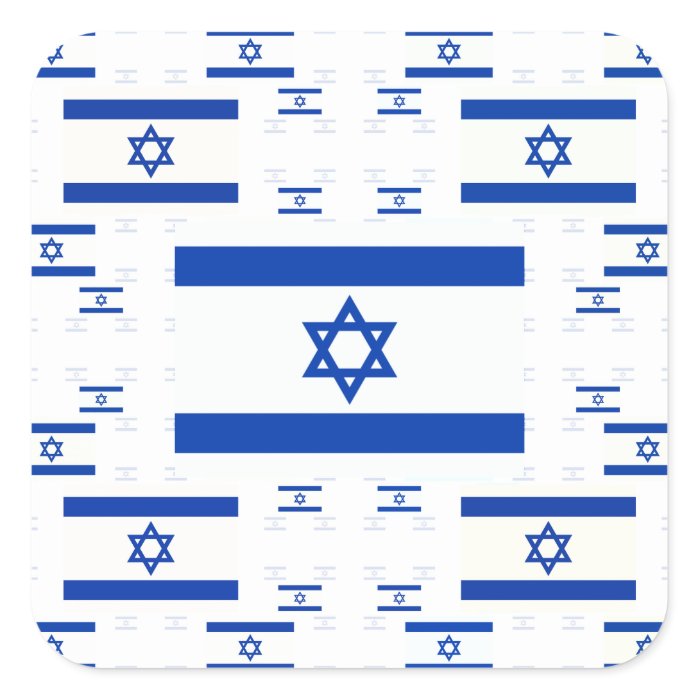 Israel Flag in Multiple Colorful Layers 2 Square Sticker