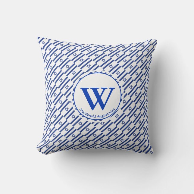 ISRAEL FLAG Israeli Custom Monogram Add Your Name Throw Pillow (Front)