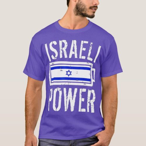 Israel Flag  Israeli Power Battery Proud  T_Shirt