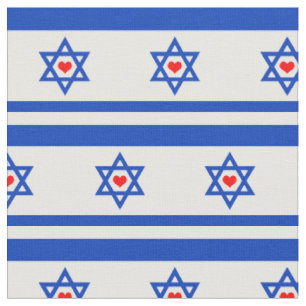 Israel Flag & Jewish Heart / Trendy Fashion Fabric
