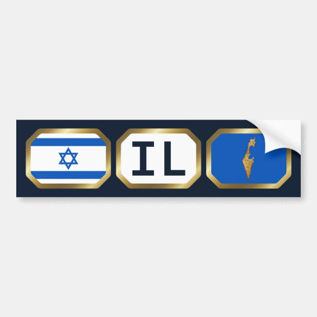 Israel Flag Map Code Bumper Sticker (Front)