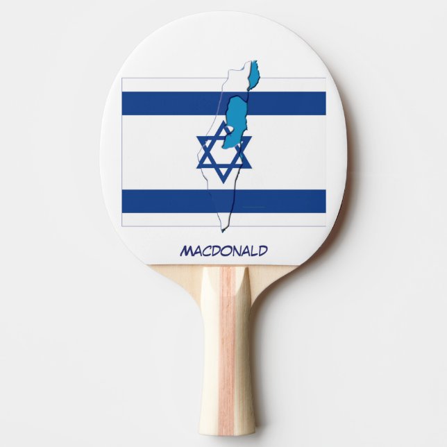 ISRAEL FLAG & MAP Personalized Ping Pong Paddle (Front)