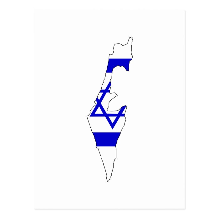 Israel flag map post cards