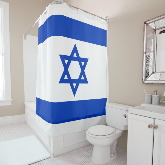 Israel flag modern patriotic shower curtain (In Situ)