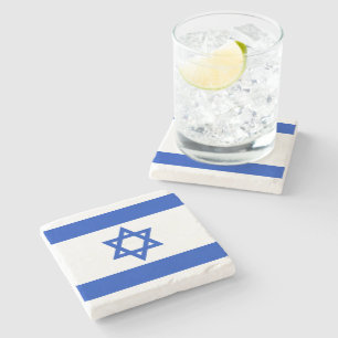 Israel flag modern patriotic stone coaster