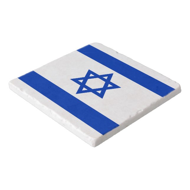 Israel flag modern patriotic stone trivet (Corner)
