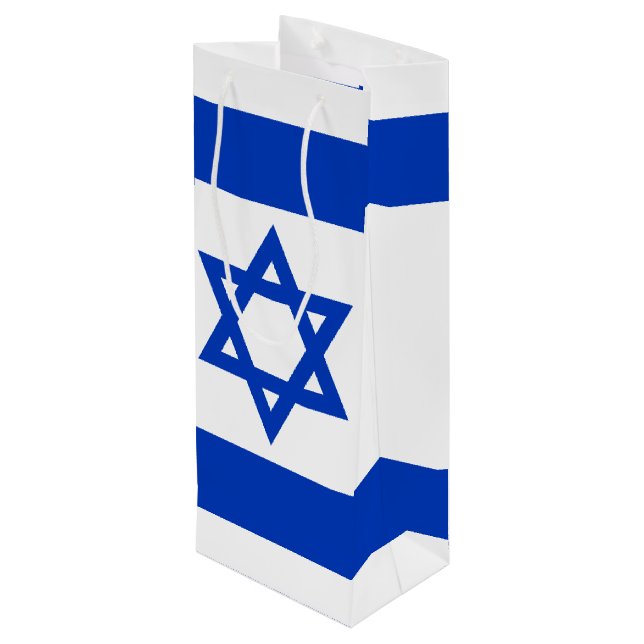Israel flag modern patriotic wine gift bag (Back Angled)