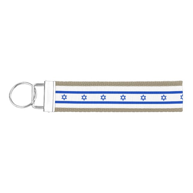 Israel flag modern pattern patriotic wrist keychain (Keys on Left)