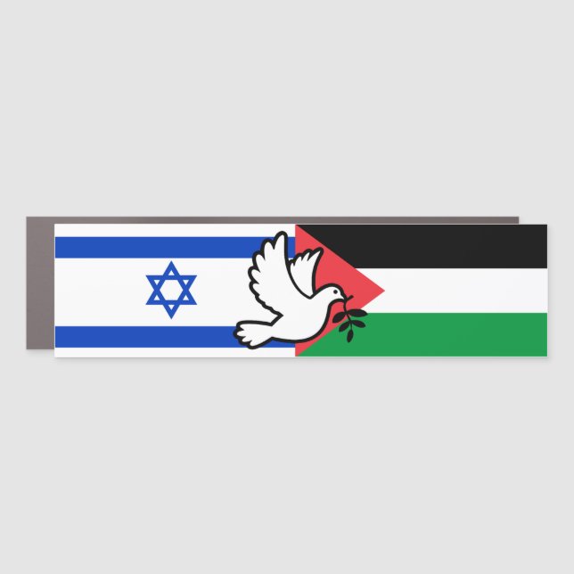 Israel Flag Palestine Flag Ceasefire Peace Bumper Car Magnet (Front)