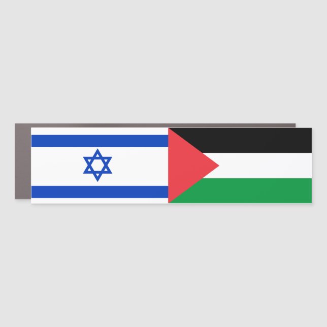 Israel Flag Palestine Flag Peace Bumper Car Magnet (Front)