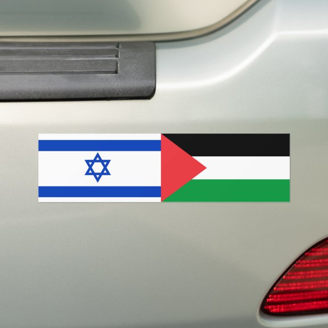 Israel Flag Palestine Flag Peace Bumper Sticker (On Car)