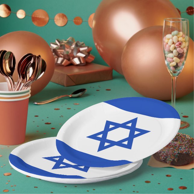 Israel flag paper plates (Multi)