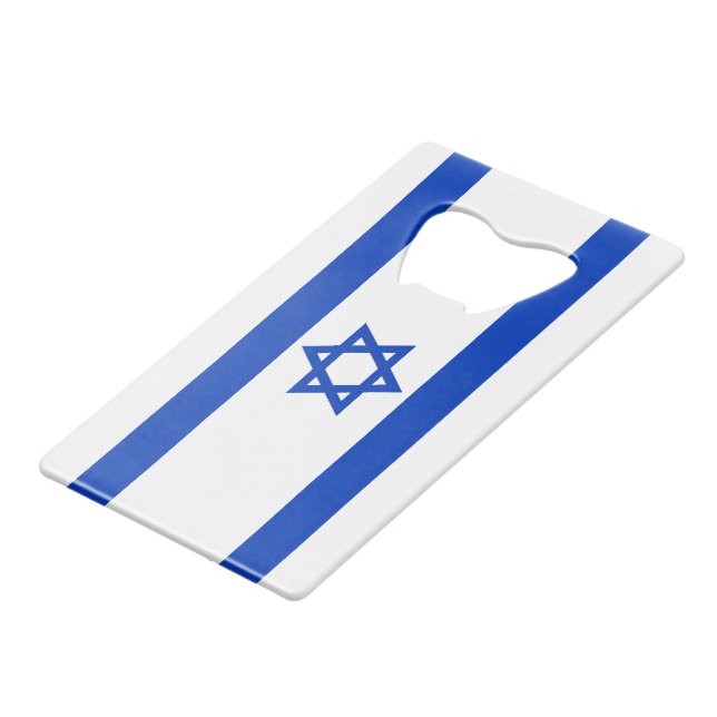 Israel flag patriotic modern credit card bottle opener (Front Angled)