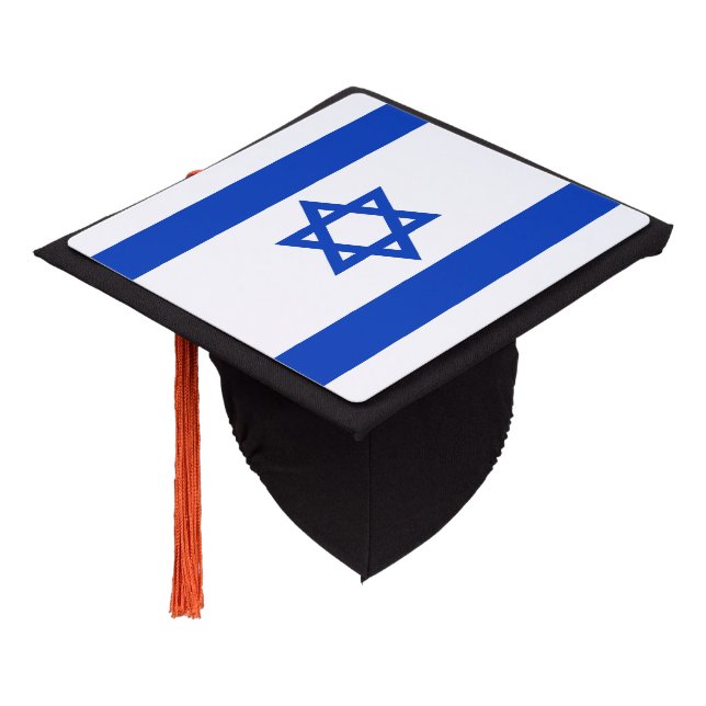 Israel flag patriotic modern graduation cap topper (Angled)